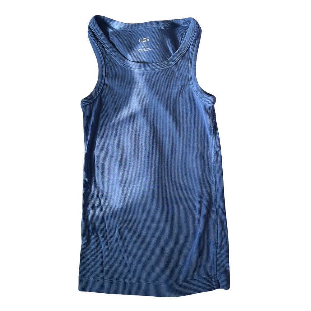 COS blue ribbed tank top